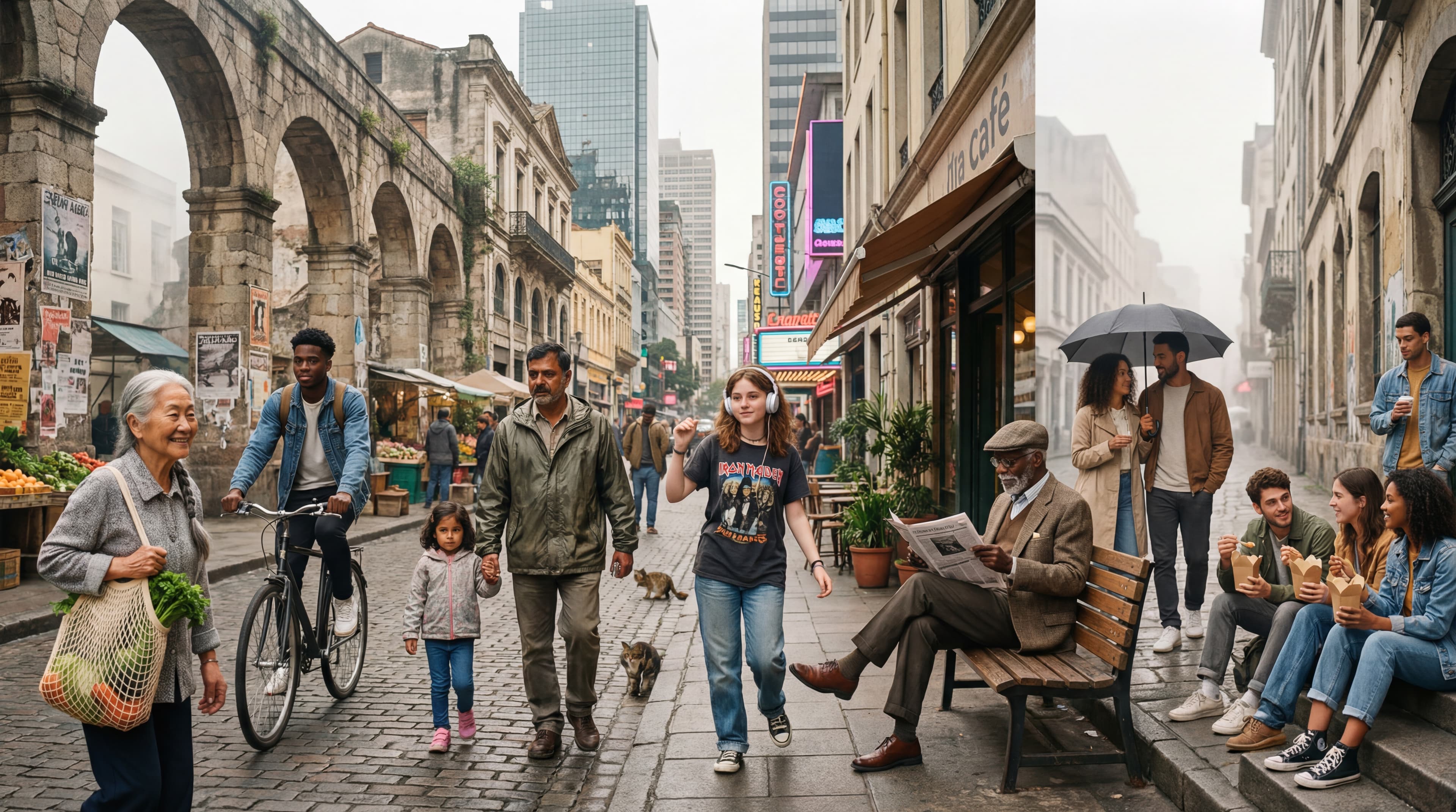 Rainy market portrait set